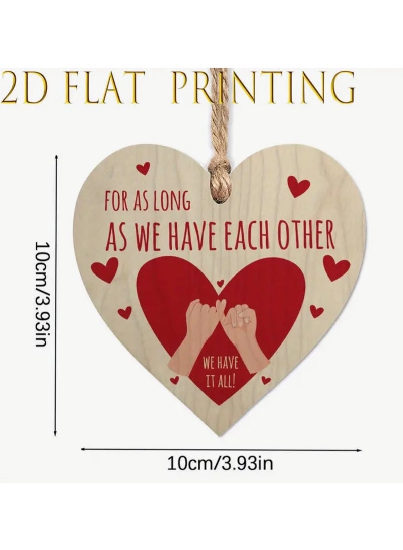 زينة قلب خشبي مع اقتباس رومانسي، فكرة هدية رائعة لعيد الحب له أو لها، هدية جميلة للأزواج في ذكرى زواجهم، فكرة هدية للزوجة أو الزوج، زينة "أحبك" - Image 4